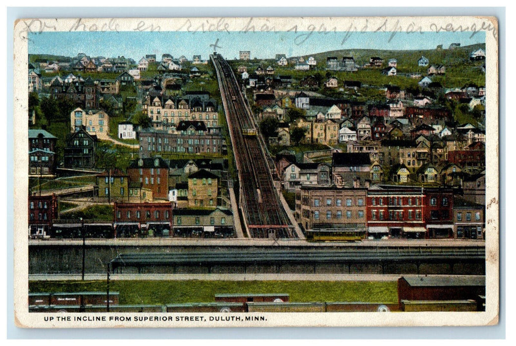 c1910 Up The Incline from Superior Street, Duluth Minnesota MN Posted Postcard