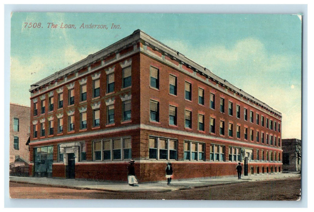 1914 The Loan Building Anderson Indiana IN Posted Antique Postcard