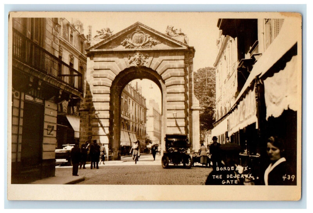 c1920's Bordeaux France, The Dejeaux Gate View RPPC Photo Unposted Postcard