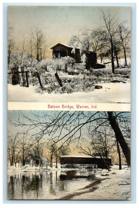 c1910 Multiview, Batson Bridge, Warren, Indiana IN Unposted Postcard