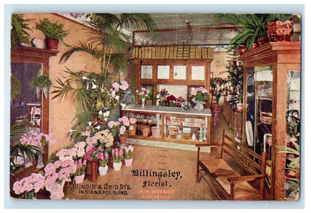 1910 Billingsley Florist Illinois & Ohio Streets Indianapolis IN Postcard