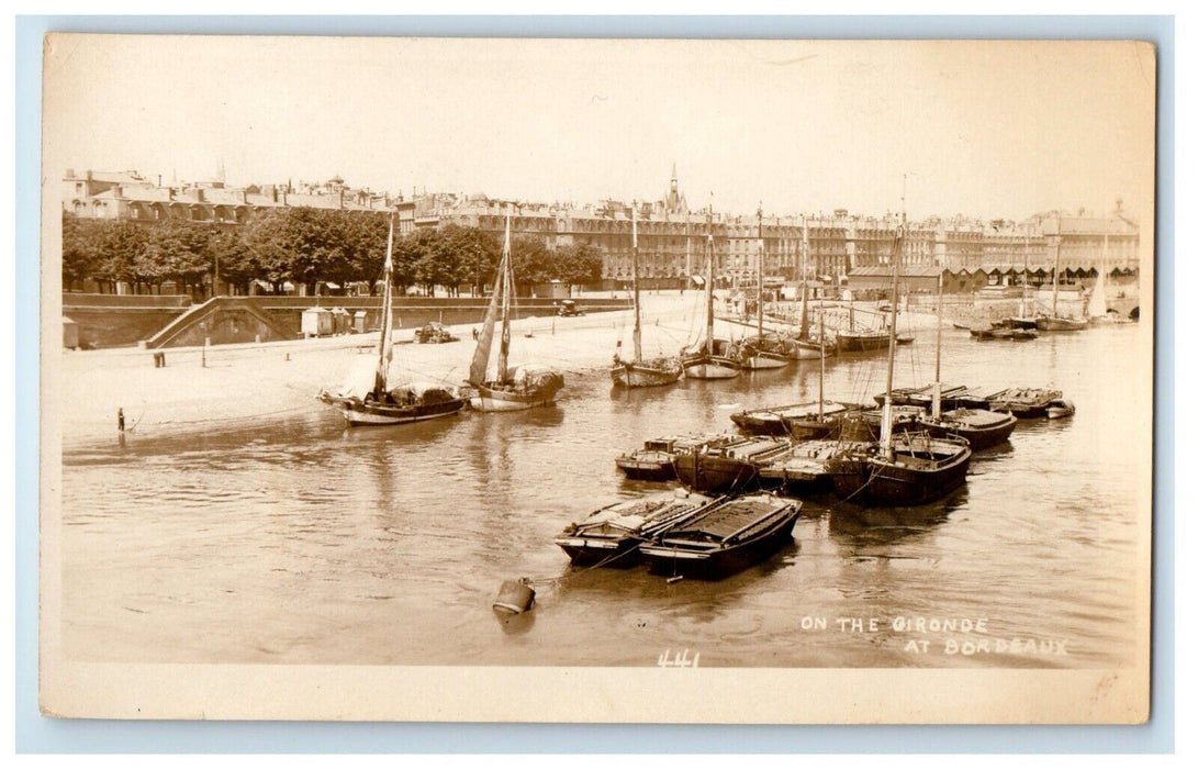 c1920's On The Gironde Boat At Bordeaux France RPPC Photo Antique Postcard