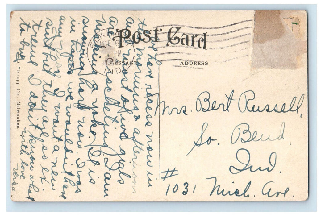 1914 Factory Smoke, L.S. & M.S. Shops Elkhart Indiana IN Posted Postcard