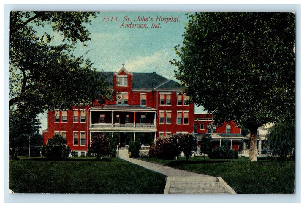 1913 St. John's Hospital Anderson Indiana IN Posted Antique Postcard