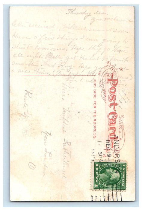 1913 St. John's Hospital Anderson Indiana IN Posted Antique Postcard
