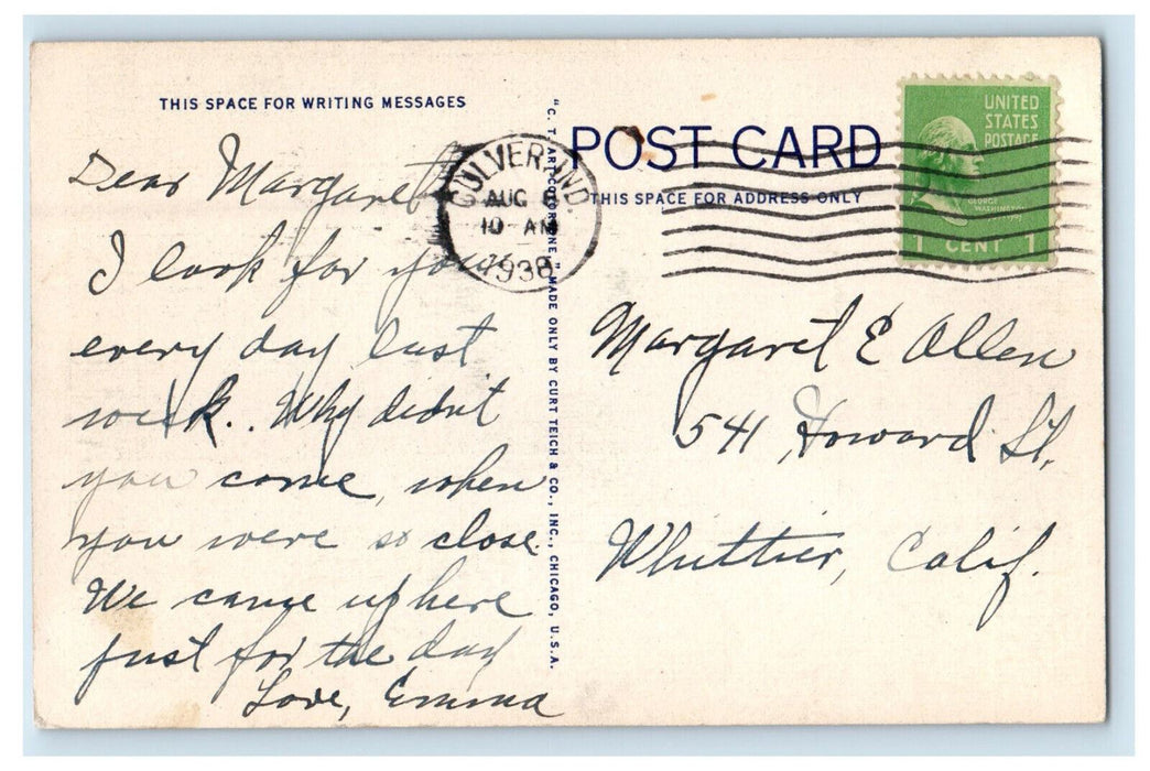 1938 Woodcraft Canoe Trip Down Tippecanoe River, Culver Indiana IN Postcard
