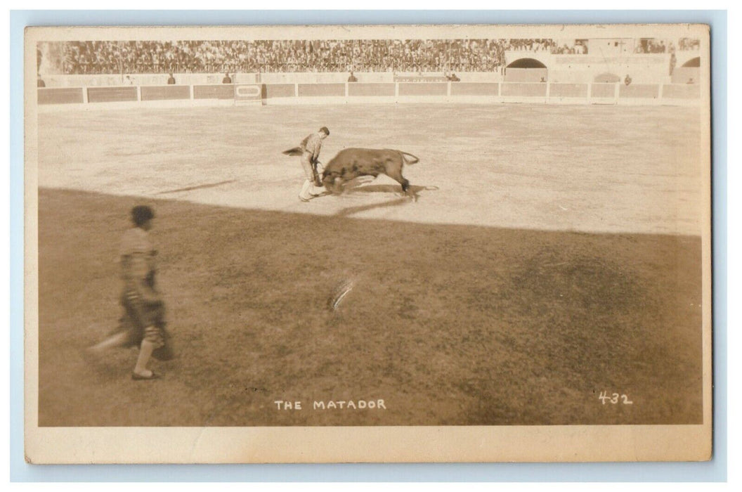 The Matador Bull Fighting Cadiz Spain RPPC Photo Unposted Antique Postcard