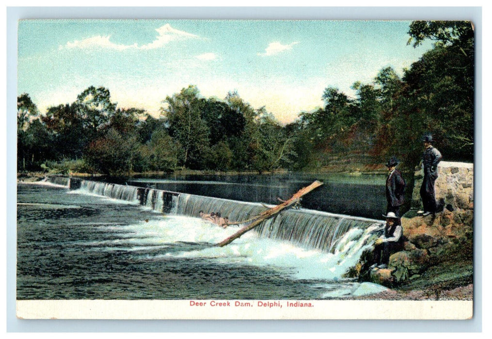 c1910 Deer Creek Dam Delphi Indiana IN Unposted Antique Postcard