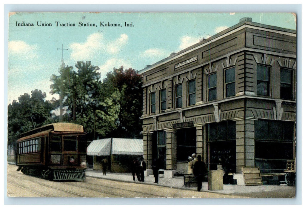 1910 Streetcar Trolley Indiana Union Traction Station Kokomo Indiana IN Postcard