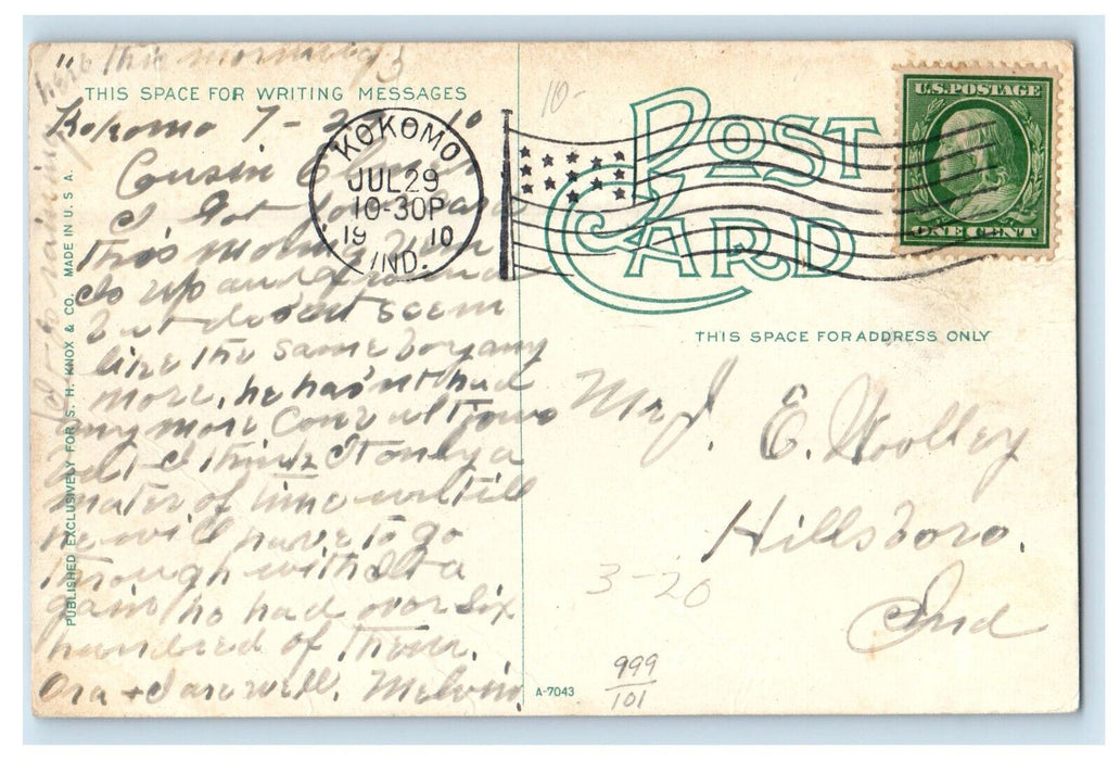 1910 Streetcar Trolley Indiana Union Traction Station Kokomo Indiana IN Postcard