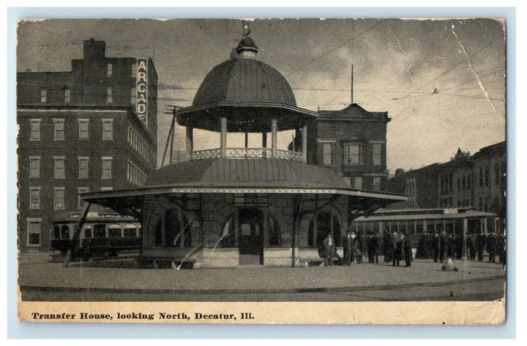 1912 Transfer House, Looking North, Decatur Illinois IL Posted Postcard