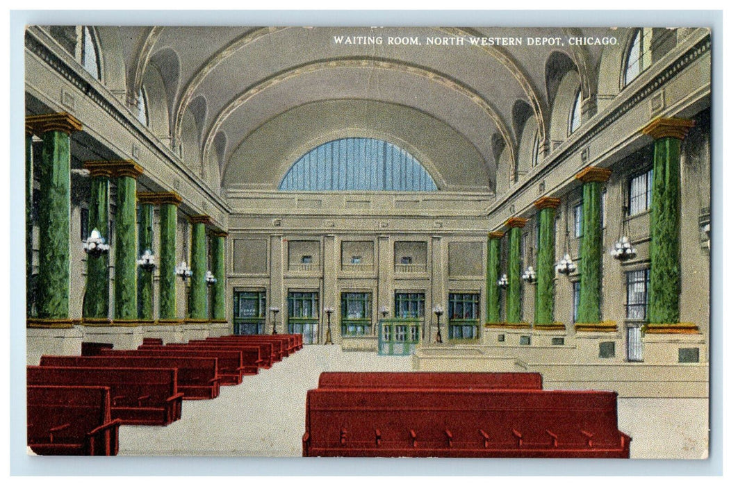 c1910 Waiting Room North Western Depot Chicago Illinois IL Unposted Posted