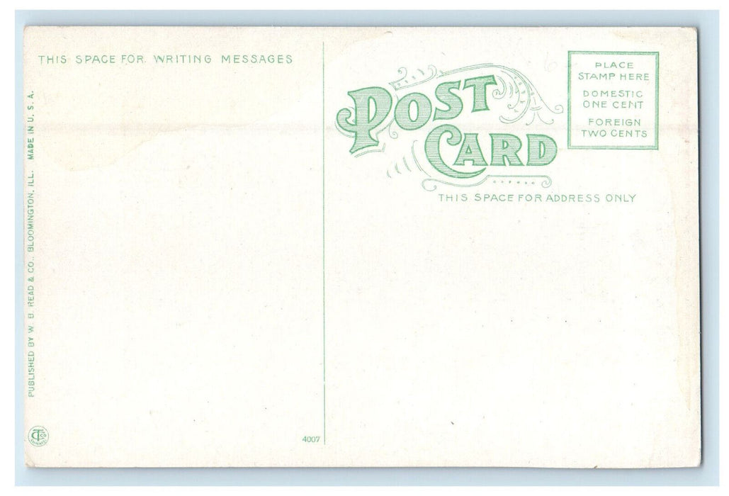 c1910 Streetcar Trolley East Side Square Bloomington Illinois IL Postcard