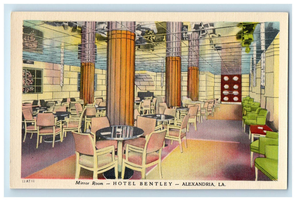 c1940s Hotel Bentley Mirror Room, Alexandria Louisiana LA Unposted Postcard