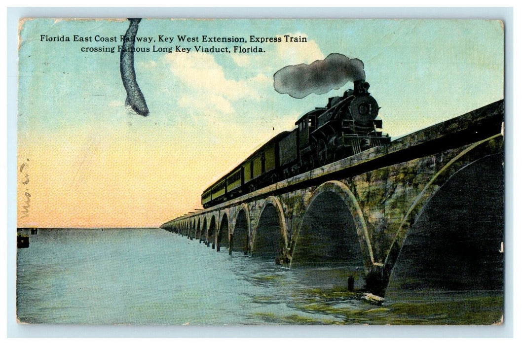 1908 Florida East Coast Railway, Long Key Viaduct Florida FL Antique Postcard