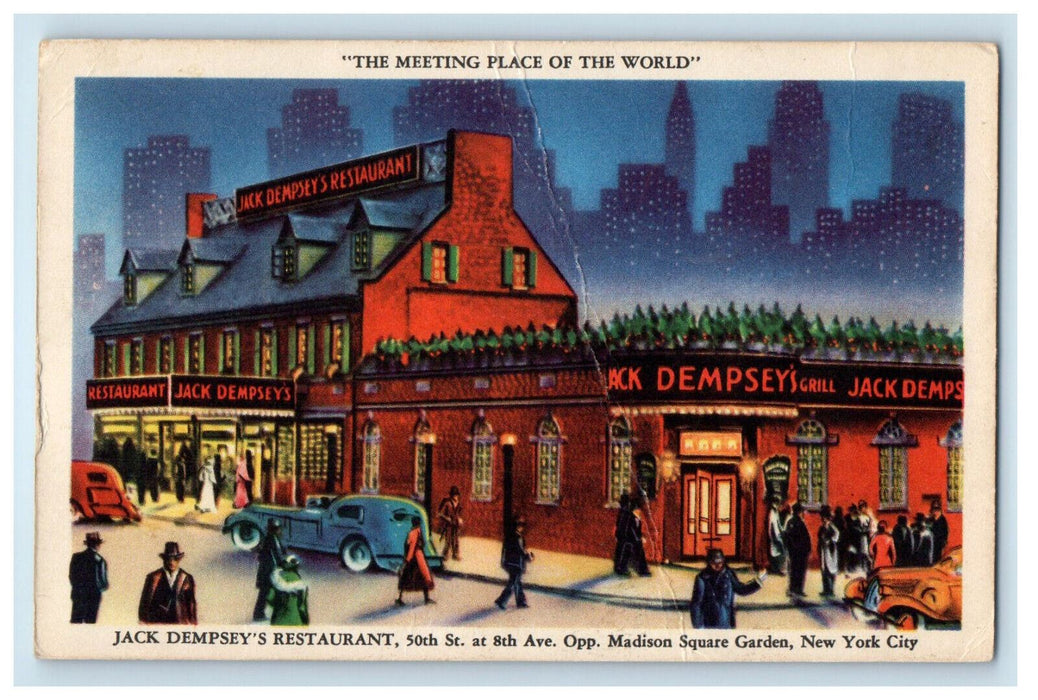 1939 Jack Dempsey's Restaurant Madison Square Garden New York City NY Postcard