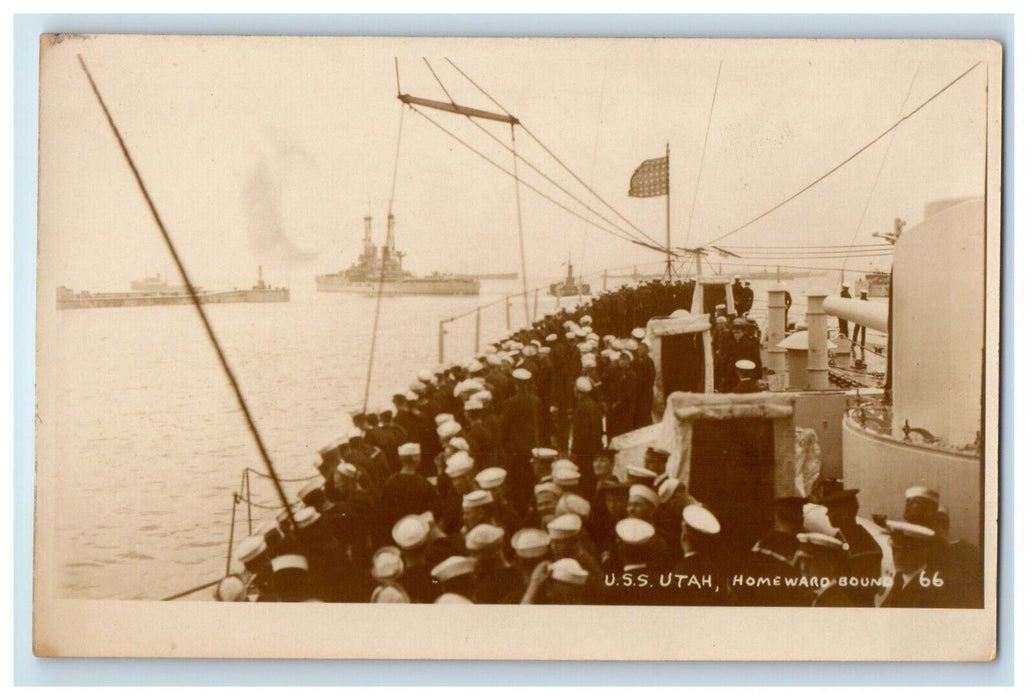 c1920's USS Utah Homeward Bound Steamer Ship RPPC Photo Vintage Postcard