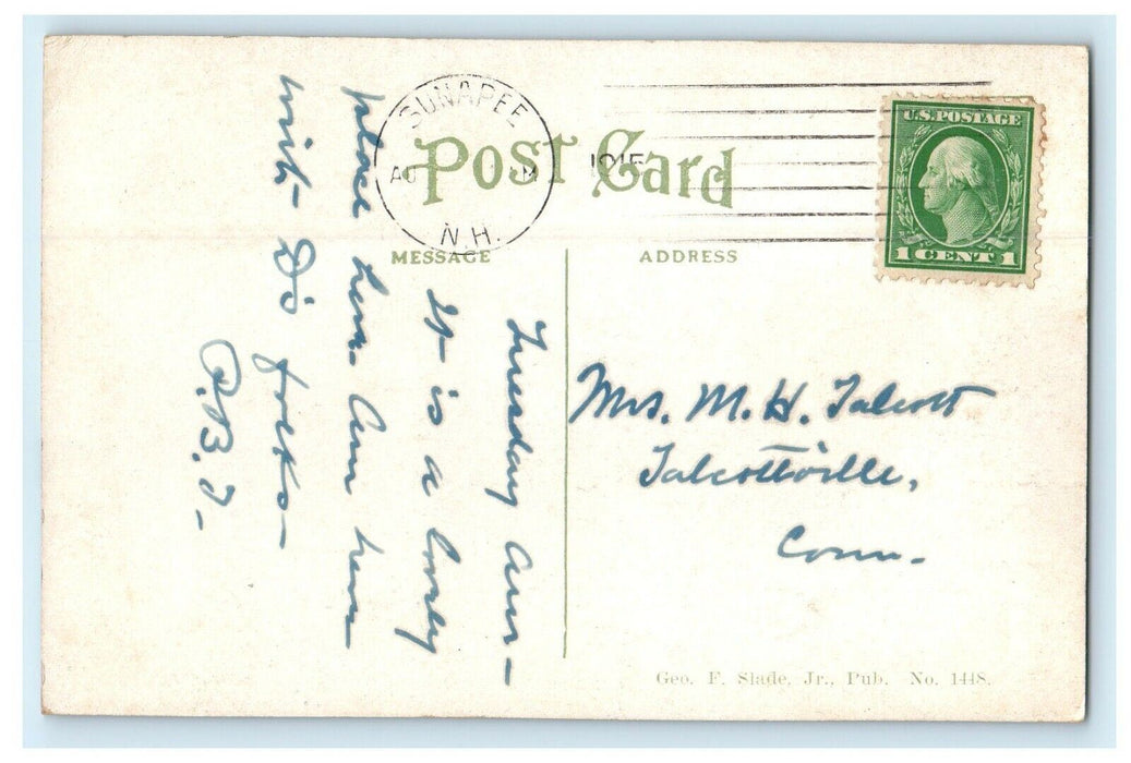 1910 Loon Island Light and Mount Sunapee New Hampshire NH Antique Postcard
