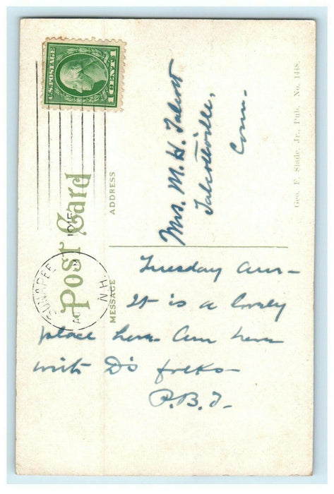 1910 Loon Island Light and Mount Sunapee New Hampshire NH Antique Postcard
