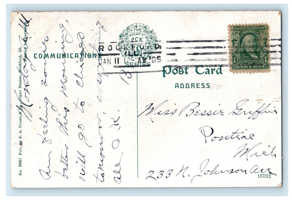 1909 Chicago & Northwest Depot Rockford Illinois IL Antique Posted Postcard