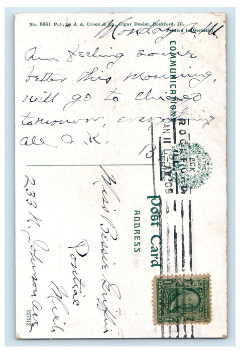 1909 Chicago & Northwest Depot Rockford Illinois IL Antique Posted Postcard