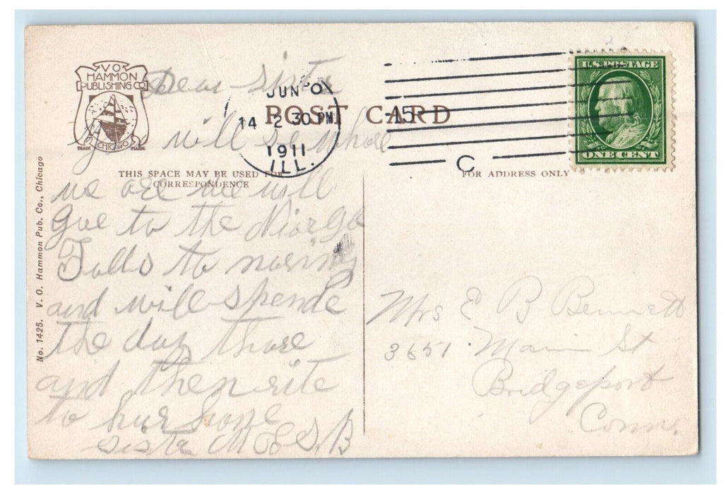 1911 Polk St. Station Chicago Illinois IL V Hammon Co. Posted Postcard