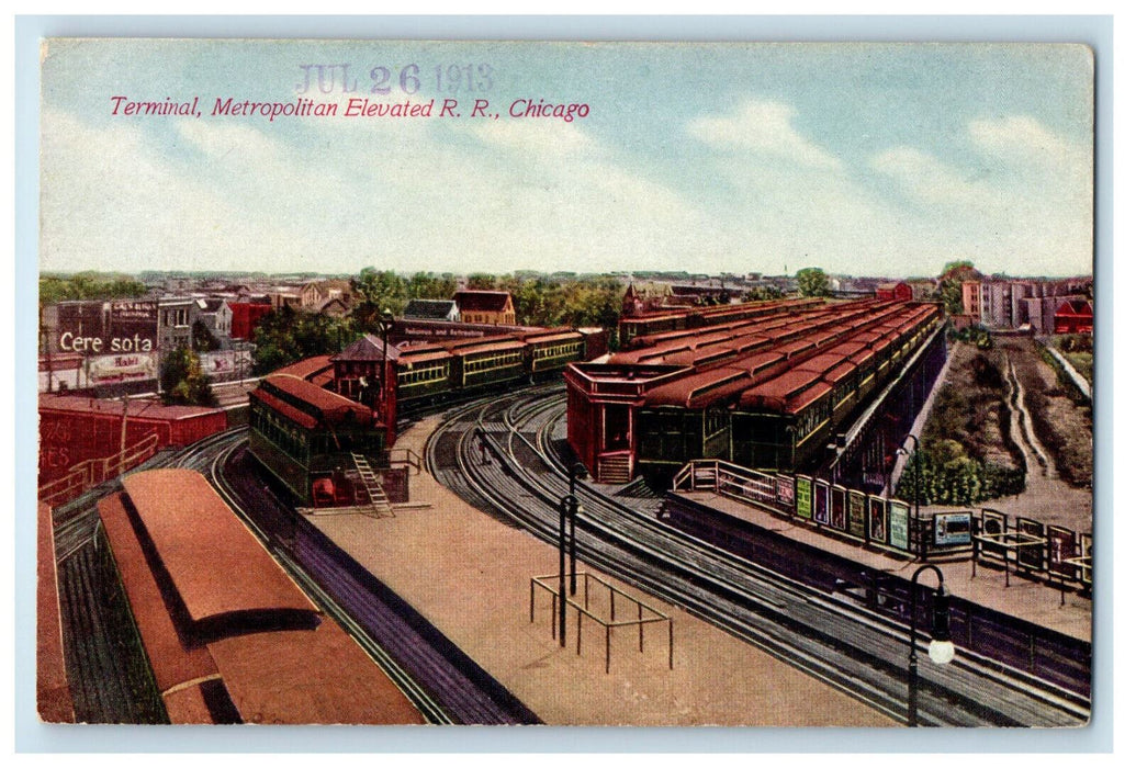 1913 Terminal, Metropolitan Elevated Railroad Chicago IL Unposted Postcard