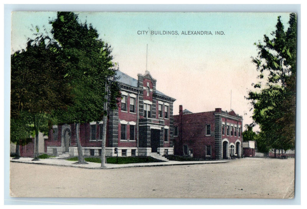 c1910 City Buildings, Alexandria Indiana IN Unposted Antique Postcard
