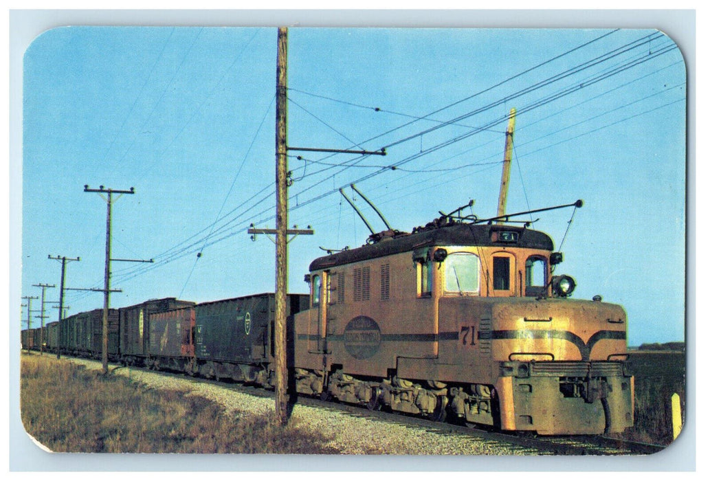 c1950s Through Freight Train No. 203, Illinois Terminal Railroad CO. Postcard