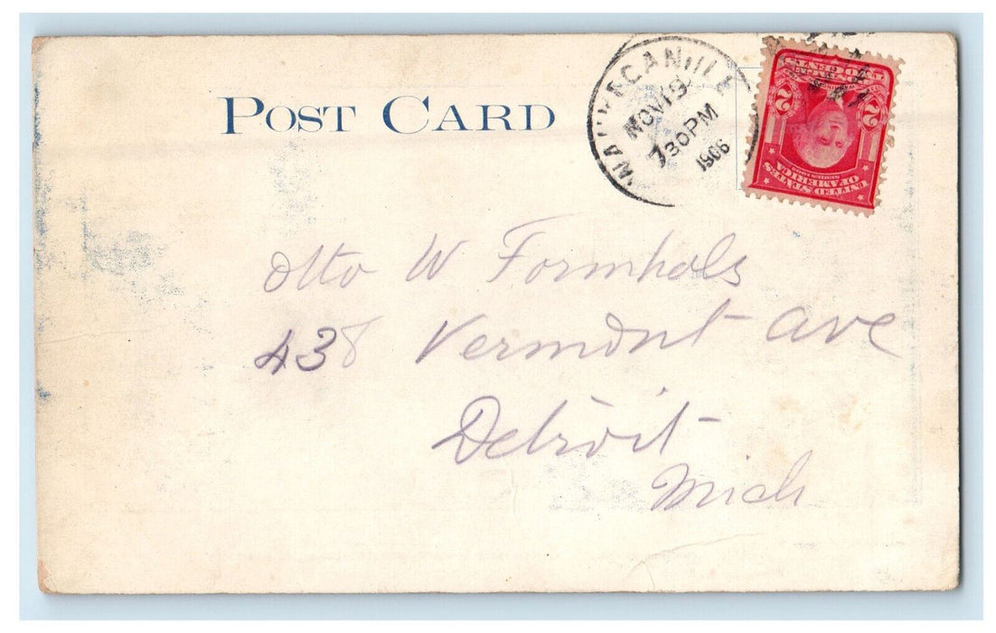 1906 Washington Street Looking East, Waukegan Illinois IL Posted Postcard