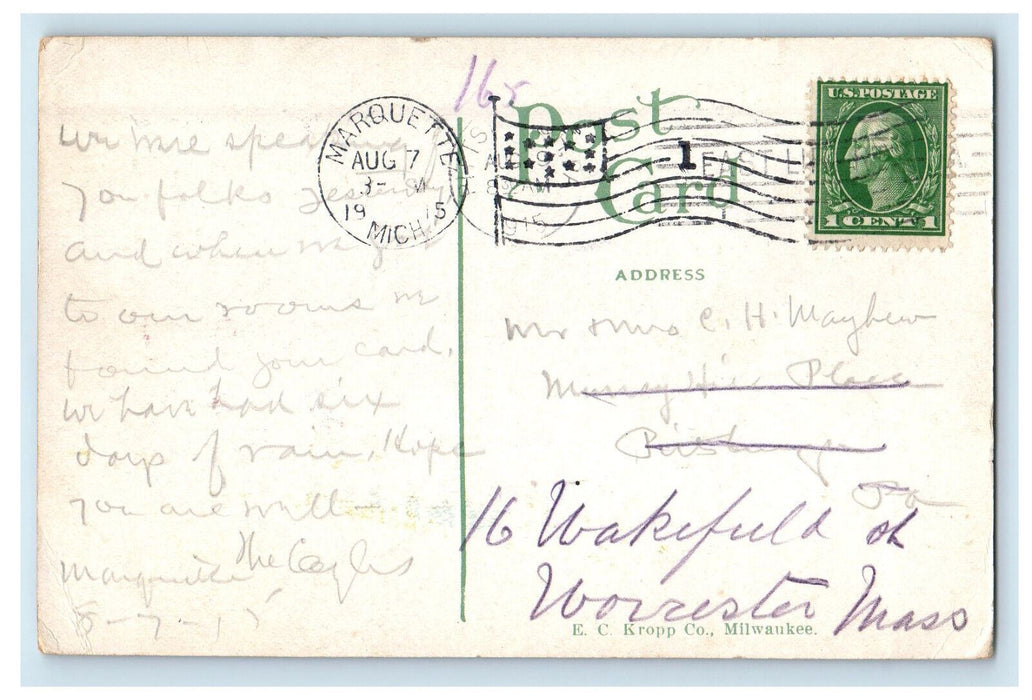 1915 D.S.S. & A. Railroad Depot, Marquette Michigan MI Posted Antique Postcard