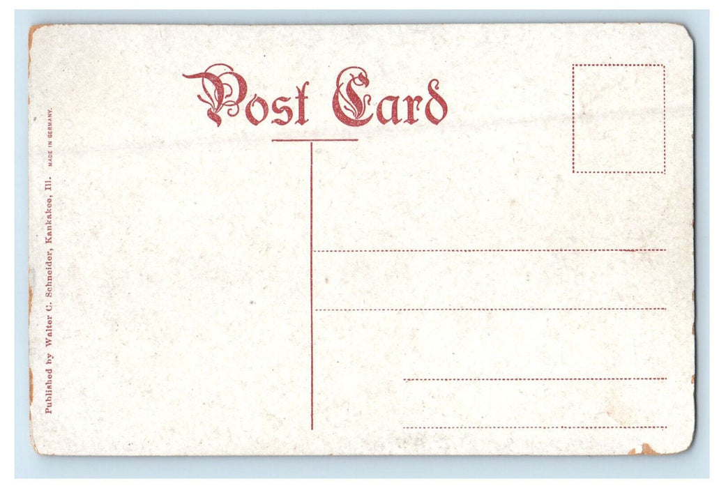 c1910 Illinois Central Depot, Greetings from Kankakee Illinois IL Postcard