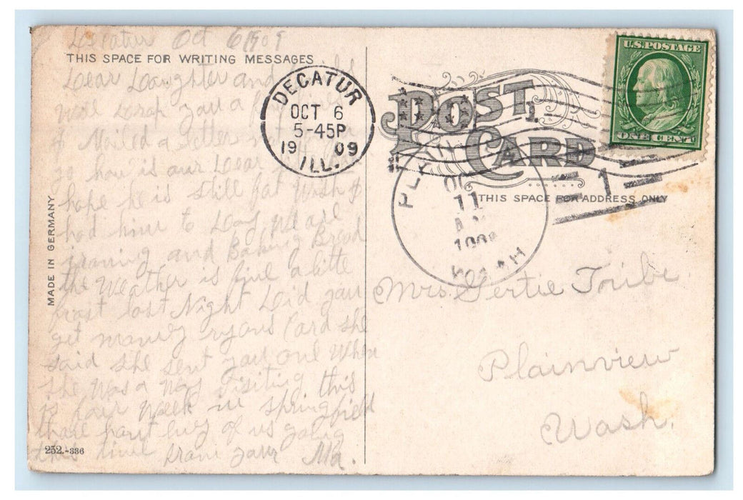 1909 Interior I.T.S. Passenger Station Decatur IL Plainview WA Postcard