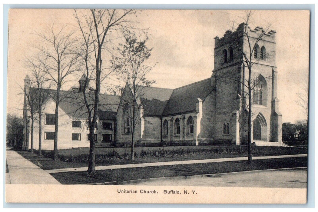 c1910's Unitarian Church Street View Buffalo New York NY Antique Postcard