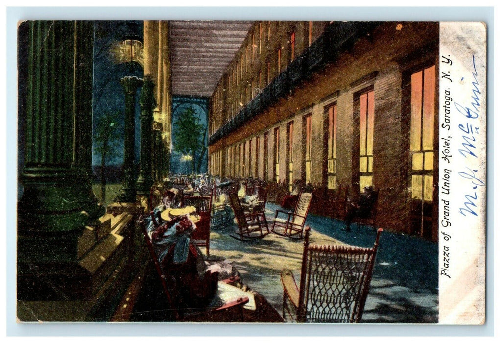 1906 Piazza of Grand Union Hotel, Saratoga New York NY Antique Postcard