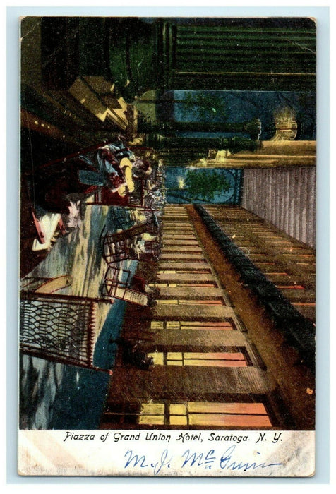 1906 Piazza of Grand Union Hotel, Saratoga New York NY Antique Postcard