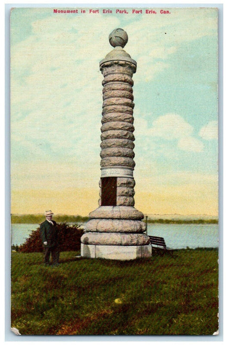 c1910's View Of Monument In Fort Erie Park, Fort Erie Canada Antique Postcard