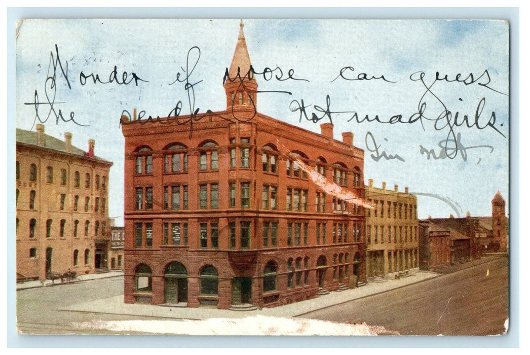 1908 Street View Of Buildings Rock Island Illinois IL Posted Antique Postcard