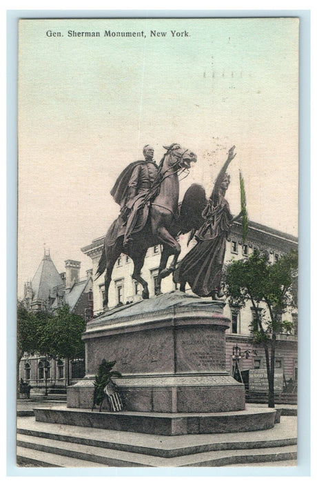 1909 General Sherman Monument New York City NY Blake School Teacher Postcard