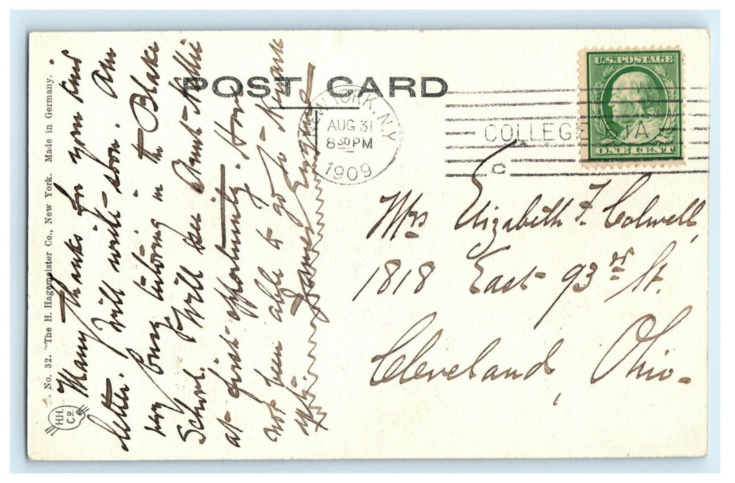 1909 General Sherman Monument New York City NY Blake School Teacher Postcard