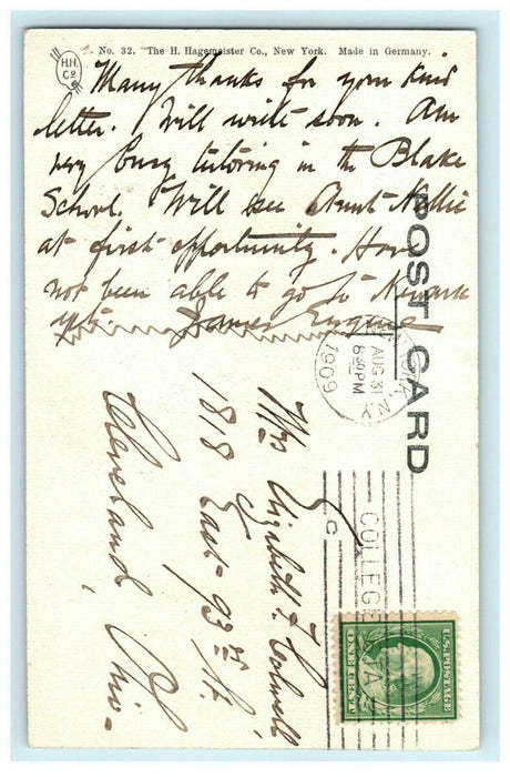 1909 General Sherman Monument New York City NY Blake School Teacher Postcard