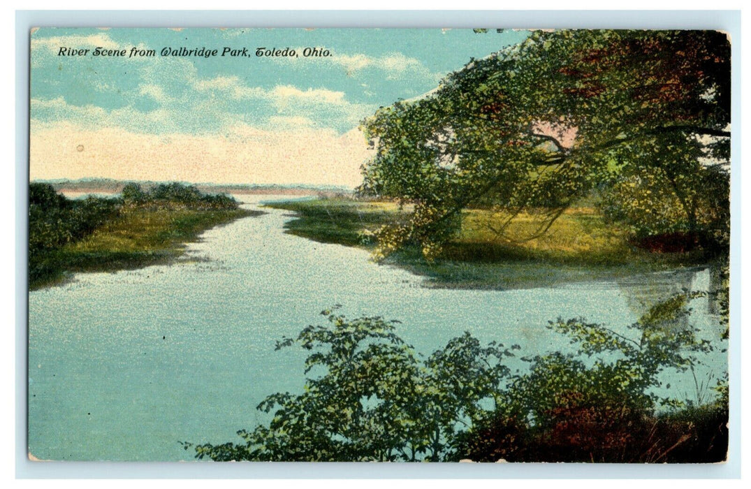 1910 River Scene From Walbridge Park Toledo Ohio OH Elise Michigan MI Postcard