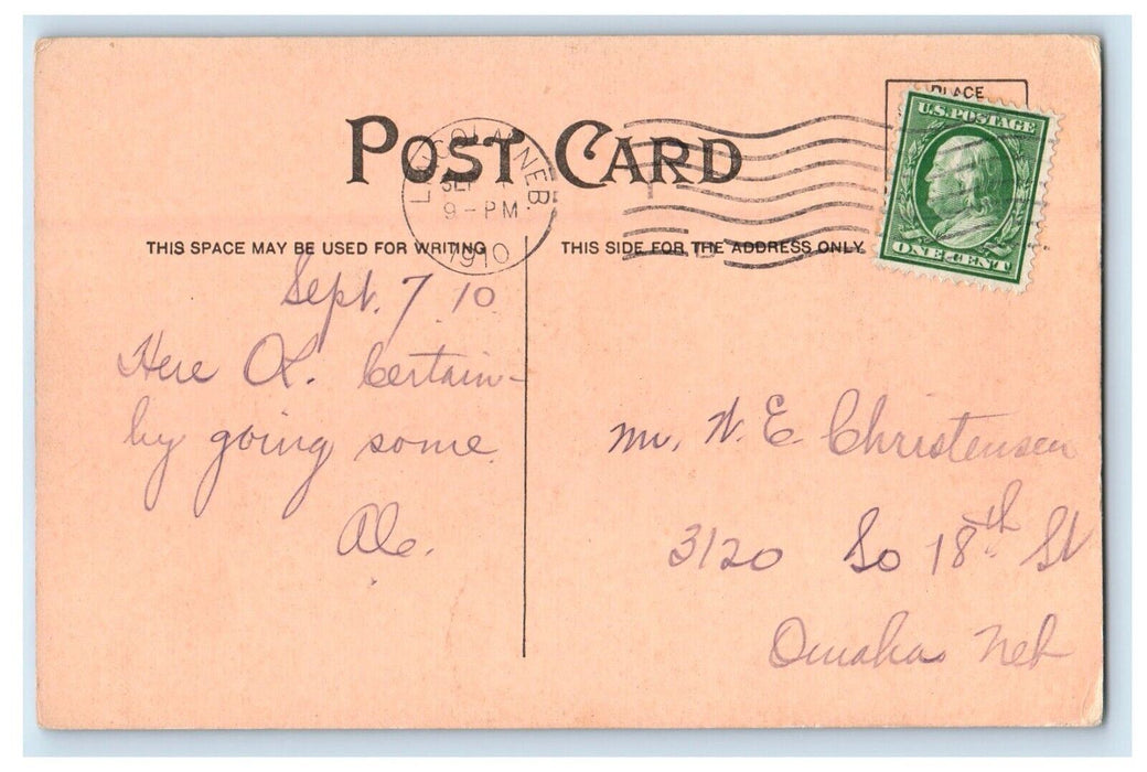 1910 Boating At Capital Beach Golden Rod Boat Lincoln Nebraska NE Postcard