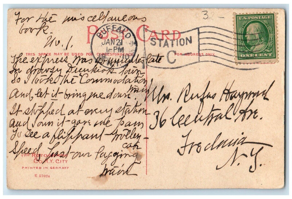 1910 First Unitarian Church Street View Buffalo New York NY Antique Postcard