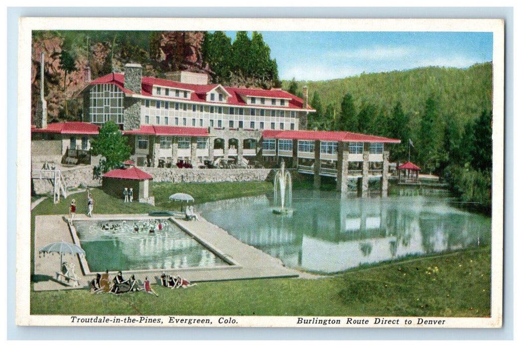 c1930s Troutdale in the Pines Evergreen Colorado CO Unposted Postcard