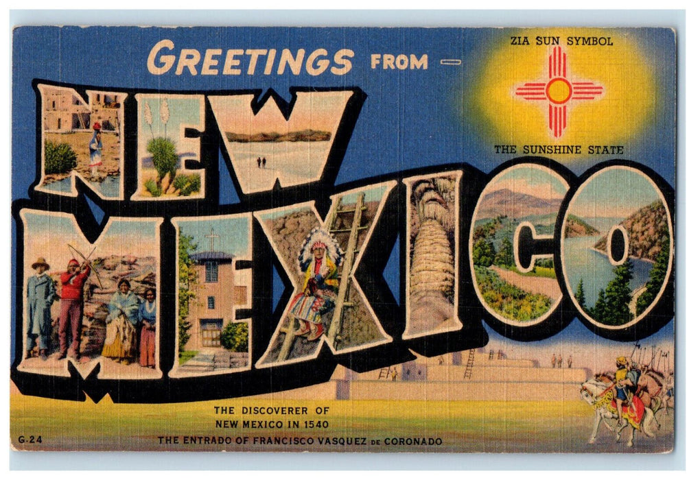 c1930s Discoverer of New Mexico, Greetings from New Mexico MN Postcard