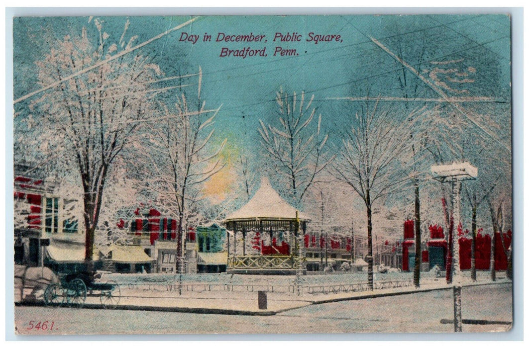 c1910 Day in December, Public Square Bradford Pennsylvania PA Postcard