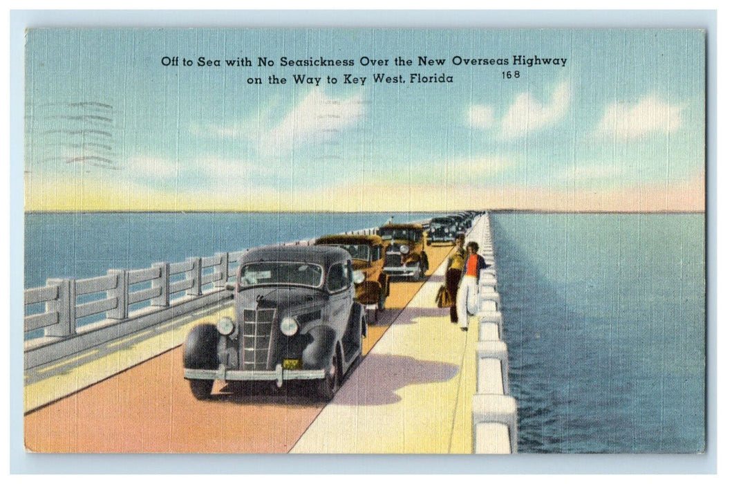 1950 Off to Sea Over The New Overseas Highway, Key West Florida FL Postcard