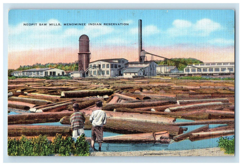 c1940s Neopit Saw Mills, Menominee Indian Reservation Vintage WI Postcard