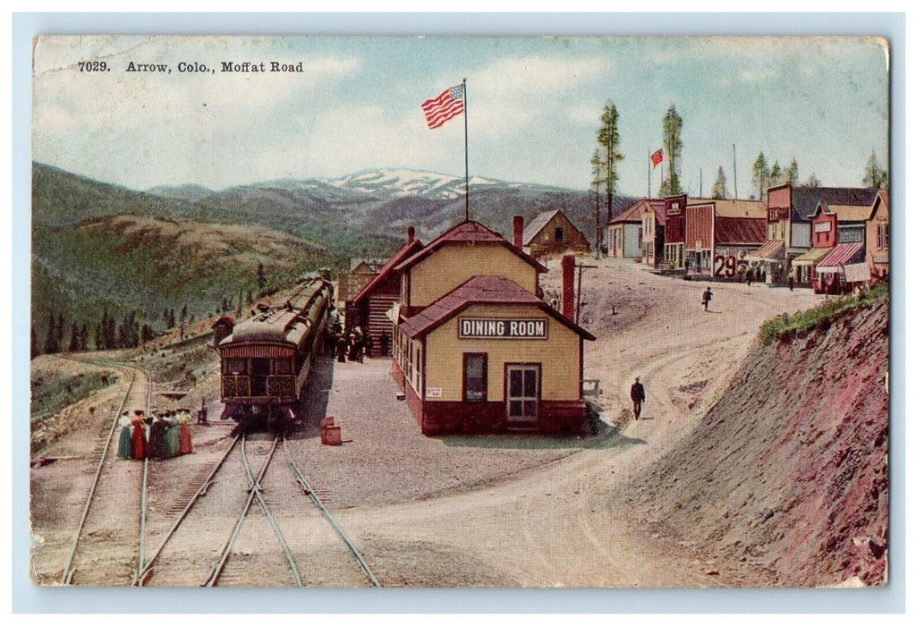 1910 Arrow Colorado CO, Moffatt Road Dining Room Railroad Train Antique Postcard